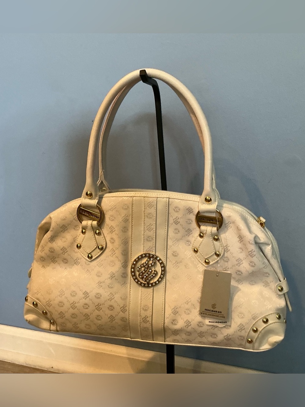 Vintage NWT Rocawear Y2K Rhinestone White Purse / Shoulder Bag Roca Wear